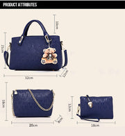 Hot selling high quality pu handbags 4pcs in 1 set fashion ladies handbag women bag set