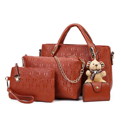 Hot selling high quality pu handbags 4pcs in 1 set fashion ladies handbag women bag set