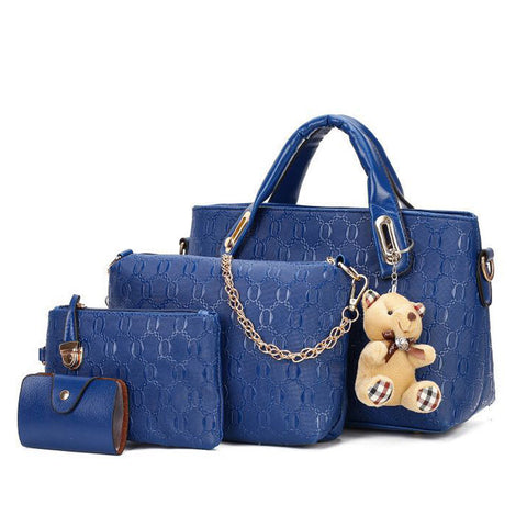 Hot selling high quality pu handbags 4pcs in 1 set fashion ladies handbag women bag set