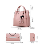 New European and American Fashion Mother and Child Bag Three-Piece Outdoor Travel Messenger Bag Ladies Tassel Handbag