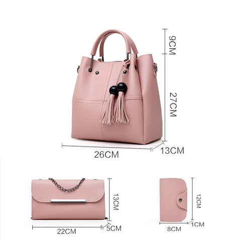 New European and American Fashion Mother and Child Bag Three-Piece Outdoor Travel Messenger Bag Ladies Tassel Handbag